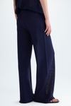 Cotton full cardigan stitch straight-leg trousers