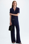 Cotton full cardigan stitch straight-leg trousers