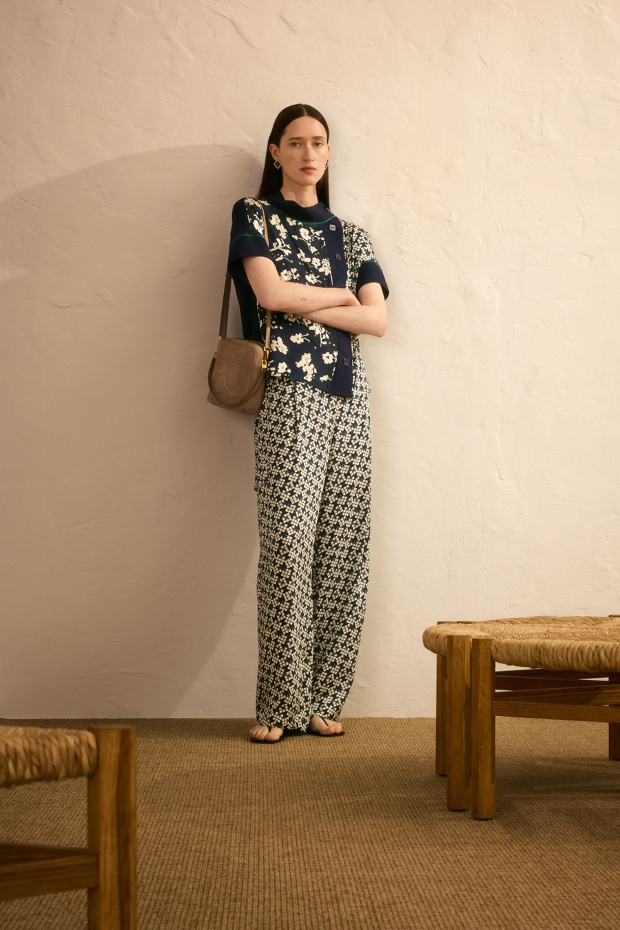 PRINT TWILL CARGO TROUSERS