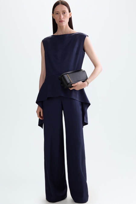LINEN WIDE-LEG TROUSERS