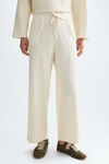 Warm stretch knit wide-leg trousers