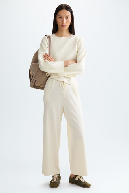 WARM STRETCH KNIT WIDE-LEG TROUSERS