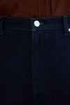 Denim cotton twill wide-leg trousers