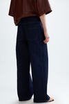 Denim cotton twill wide-leg trousers