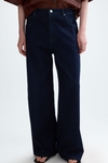 Denim cotton twill wide-leg trousers