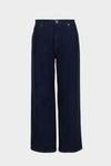 Denim cotton twill wide-leg trousers