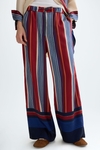 Striped print twill pyjama-style trousers