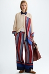 Striped print twill pyjama-style trousers