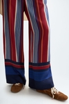 Striped print twill pyjama-style trousers