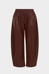 Faux-leather barrel trousers