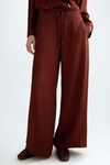 Flowy twill wide-leg trousers