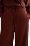 Flowy twill wide-leg trousers