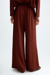 Flowy twill wide-leg trousers
