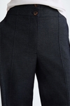 Flowy twill wide-leg long trousers