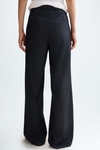 Flowy twill wide-leg long trousers