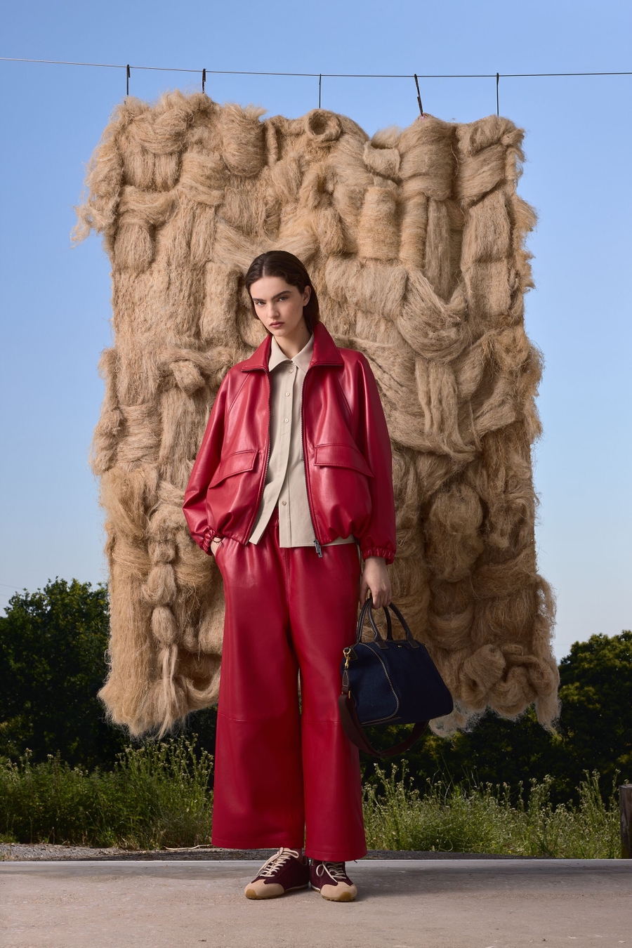 FAUX-LEATHER PYJAMA-STYLE TROUSERS