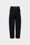 Faux-leather barrel trousers