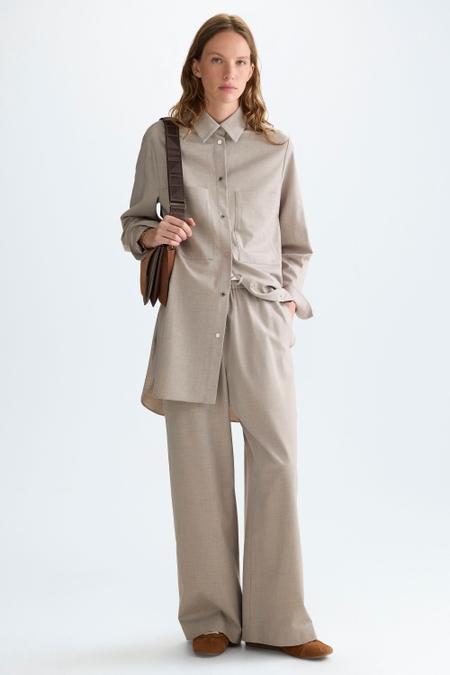 WIDE-LEG COOL WOOL EFFECT PYJAMA-STYLE TROUSERS
