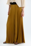 Pleated satin A-line trousers