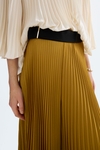 Pleated satin A-line trousers