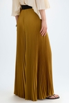 Pleated satin A-line trousers