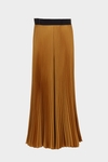 Pleated satin A-line trousers