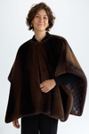 Faux fur asymmetric poncho