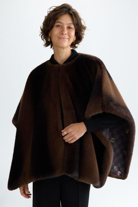 FAUX FUR ASYMMETRIC PONCHO
