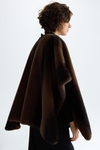 Faux fur asymmetric poncho