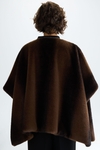 Faux fur asymmetric poncho