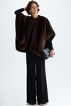 Faux fur asymmetric poncho