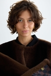Faux fur asymmetric poncho
