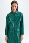 Faux-leather straight-fit jacket