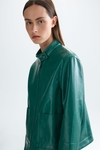 Faux-leather straight-fit jacket