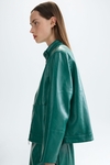 Faux-leather straight-fit jacket