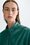 Faux-leather straight-fit jacket