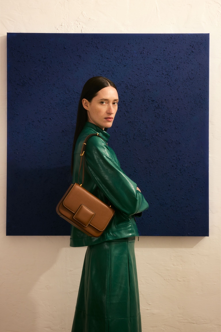 FAUX-LEATHER STRAIGHT-FIT JACKET