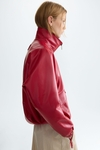 Faux-leather bomber jacket