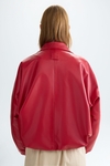 Faux-leather bomber jacket