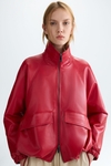 Faux-leather bomber jacket