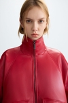 Faux-leather bomber jacket