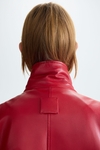 Faux-leather bomber jacket