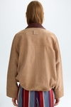 Contrast-collar suede bomber jacket