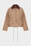 Contrast-collar suede bomber jacket