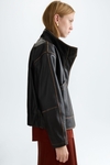 Leather straight-fit biker jacket