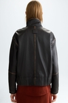 Leather straight-fit biker jacket