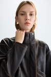 Leather straight-fit biker jacket