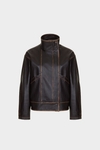 Leather straight-fit biker jacket