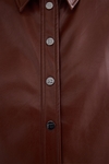 Faux-leather straight-fit short shirt