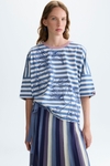Print striped jersey oversize t-shirt